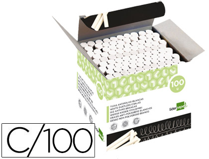 100 tizas antipolvo Liderpapel blancas
